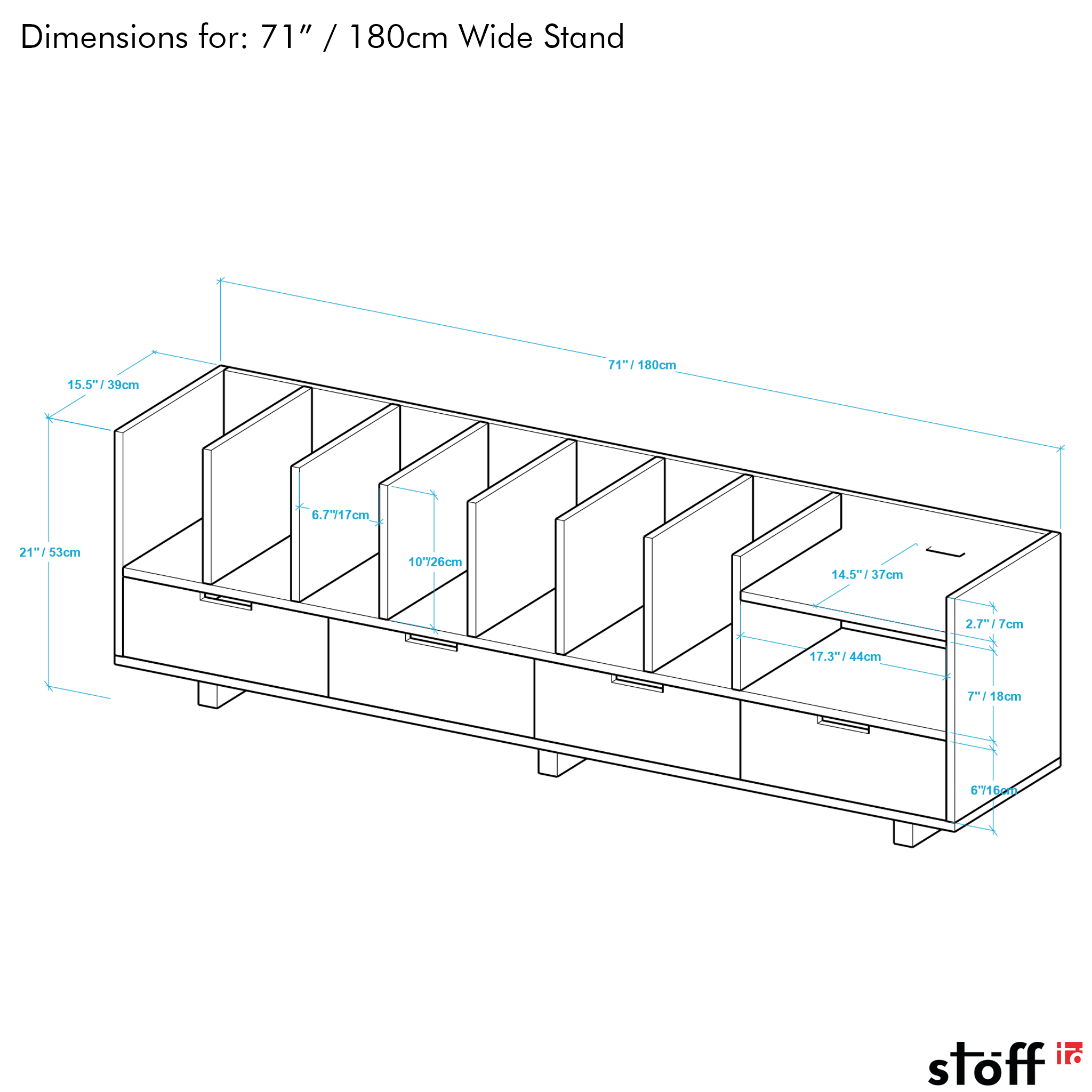 Vinyl Record Display Stand with Drawers