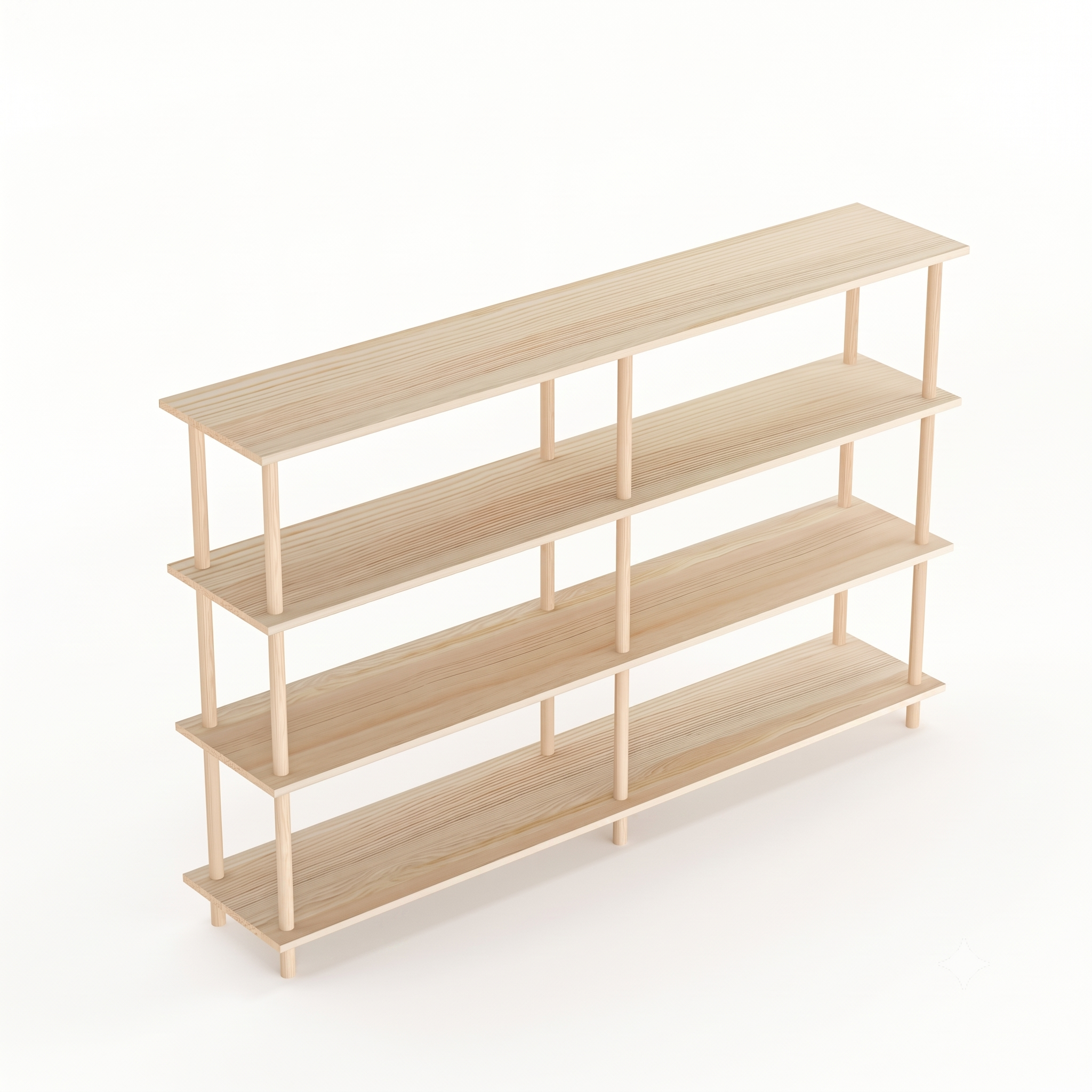 Solid Wood 4-Tier Shelving Unit