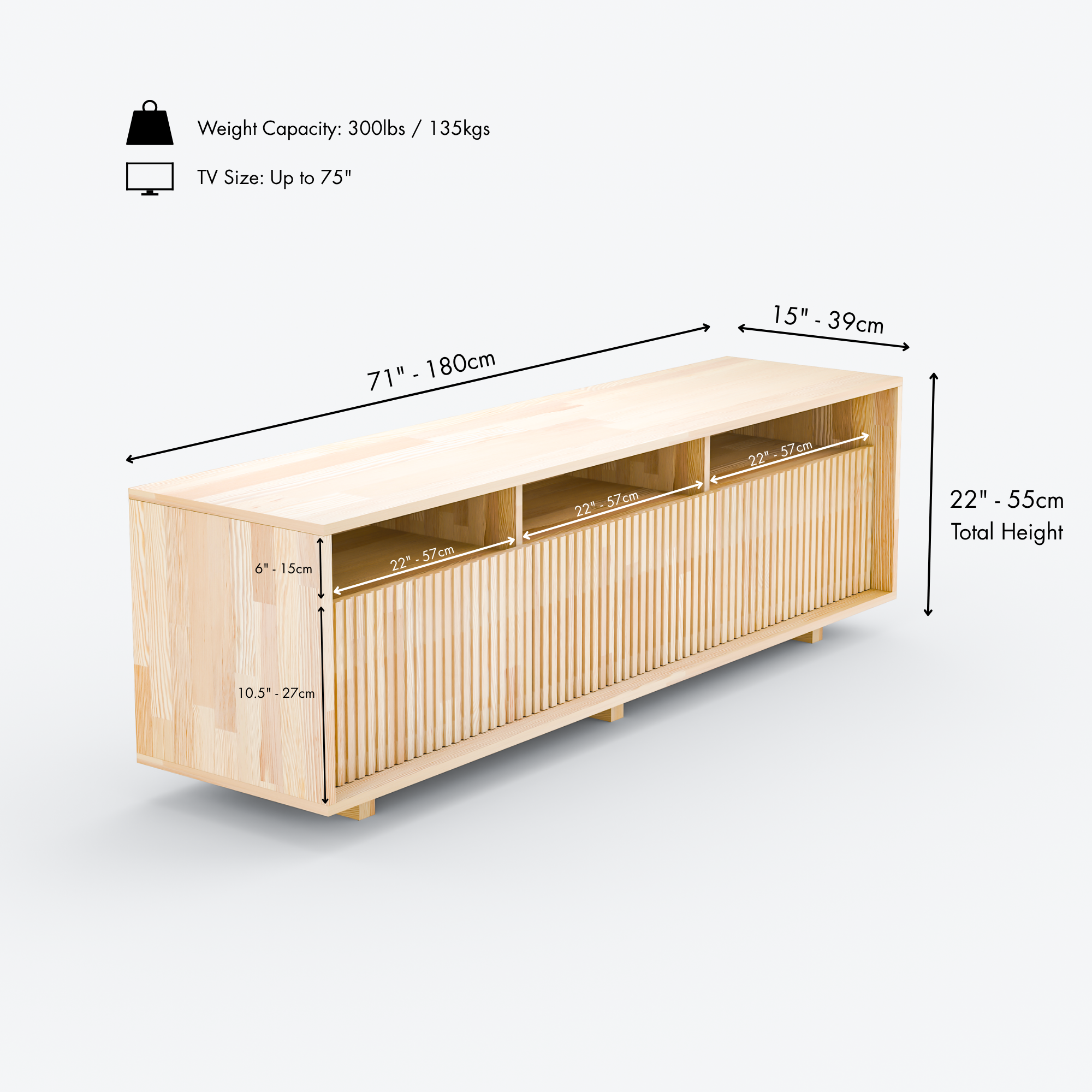 Solid Wood Media Console & Tv Stand M7