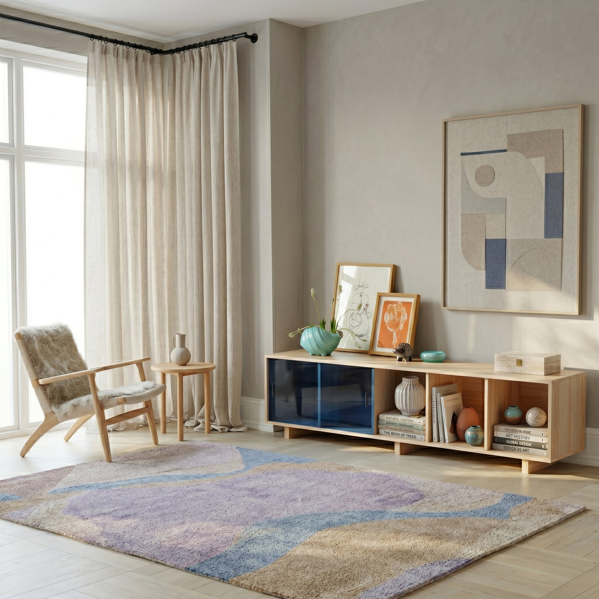 Plattenspielerständer & offenes niedriges Bücherregal