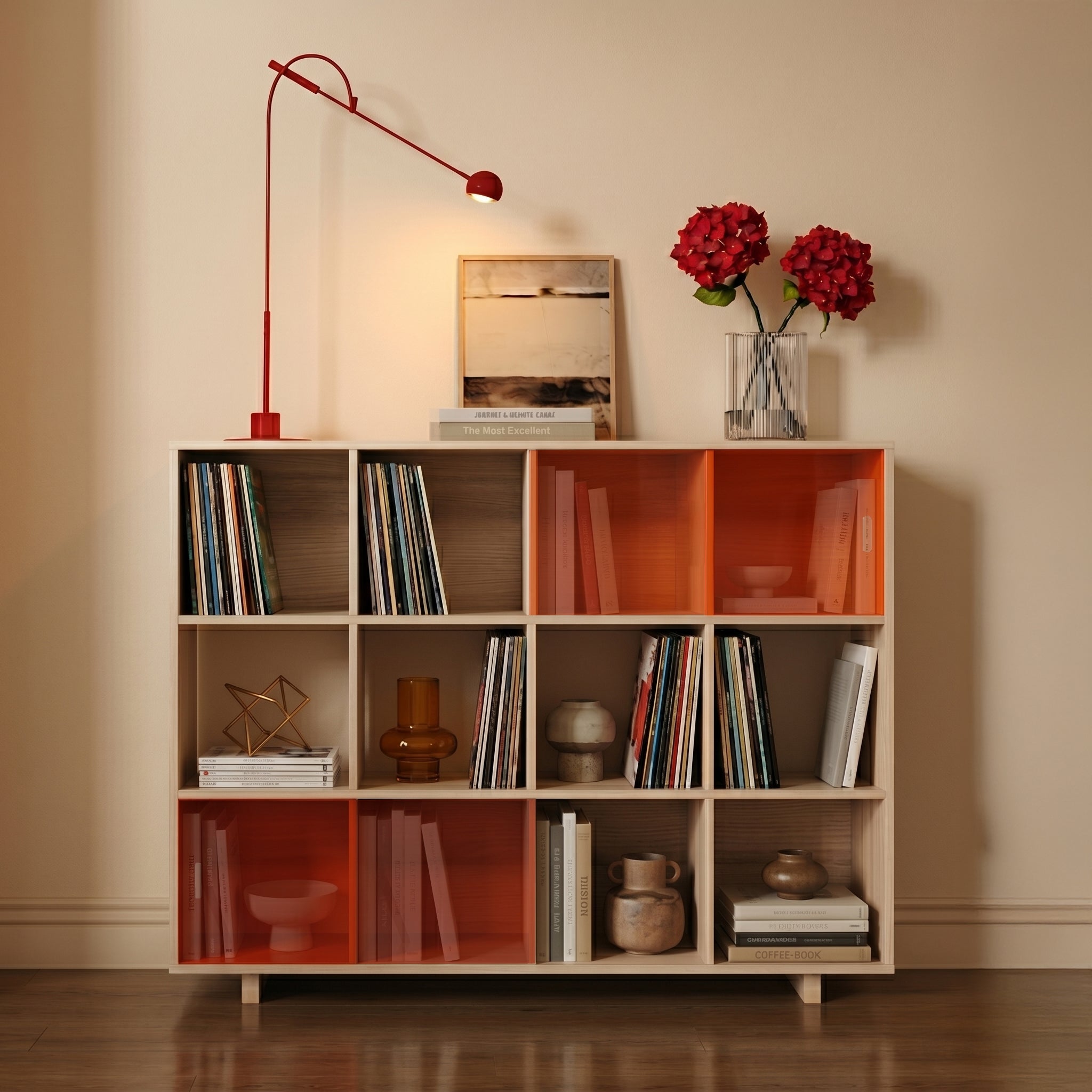 Support pour platine vinyle et étagère basse ouverte