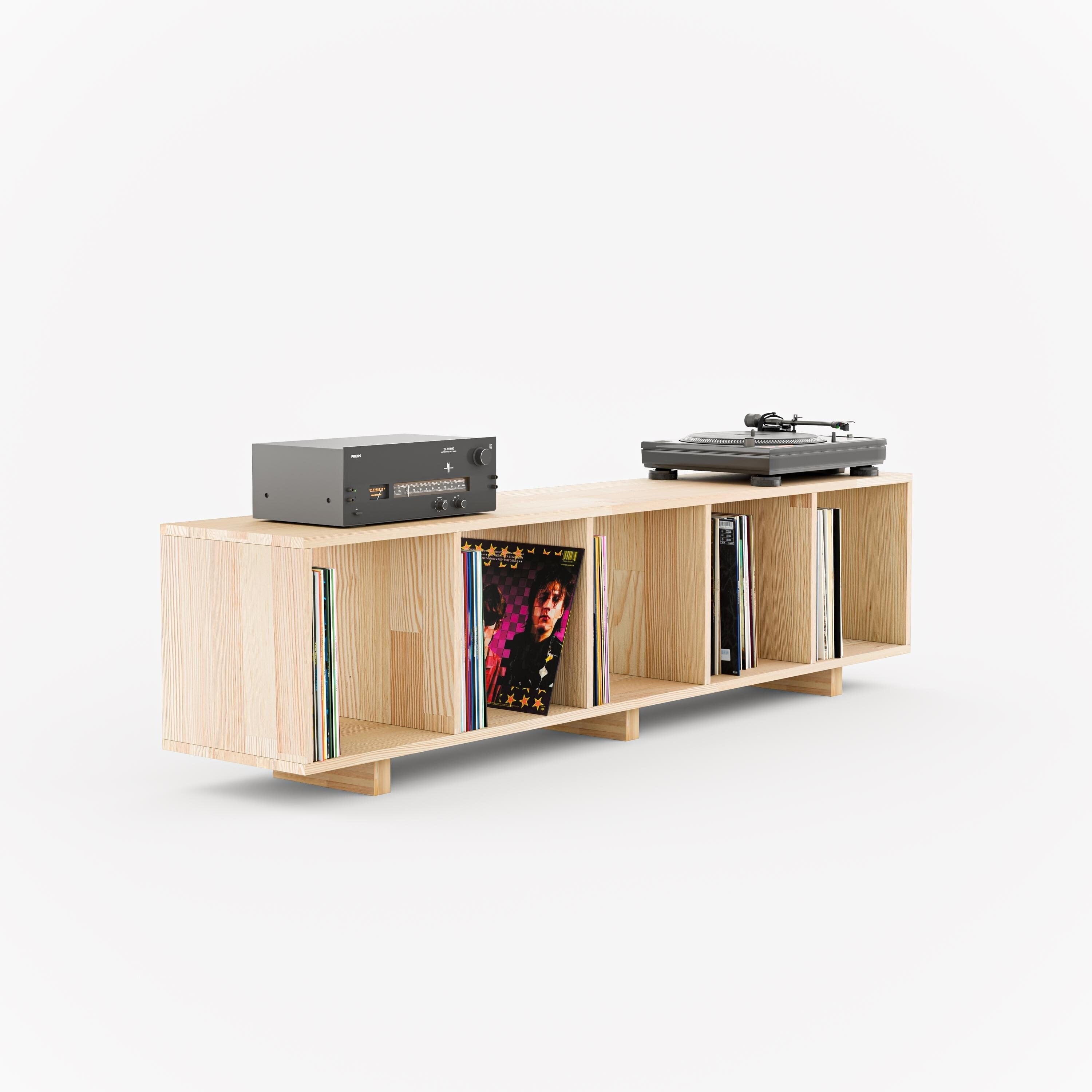 Record Player Stand & Open Low Bookshelf