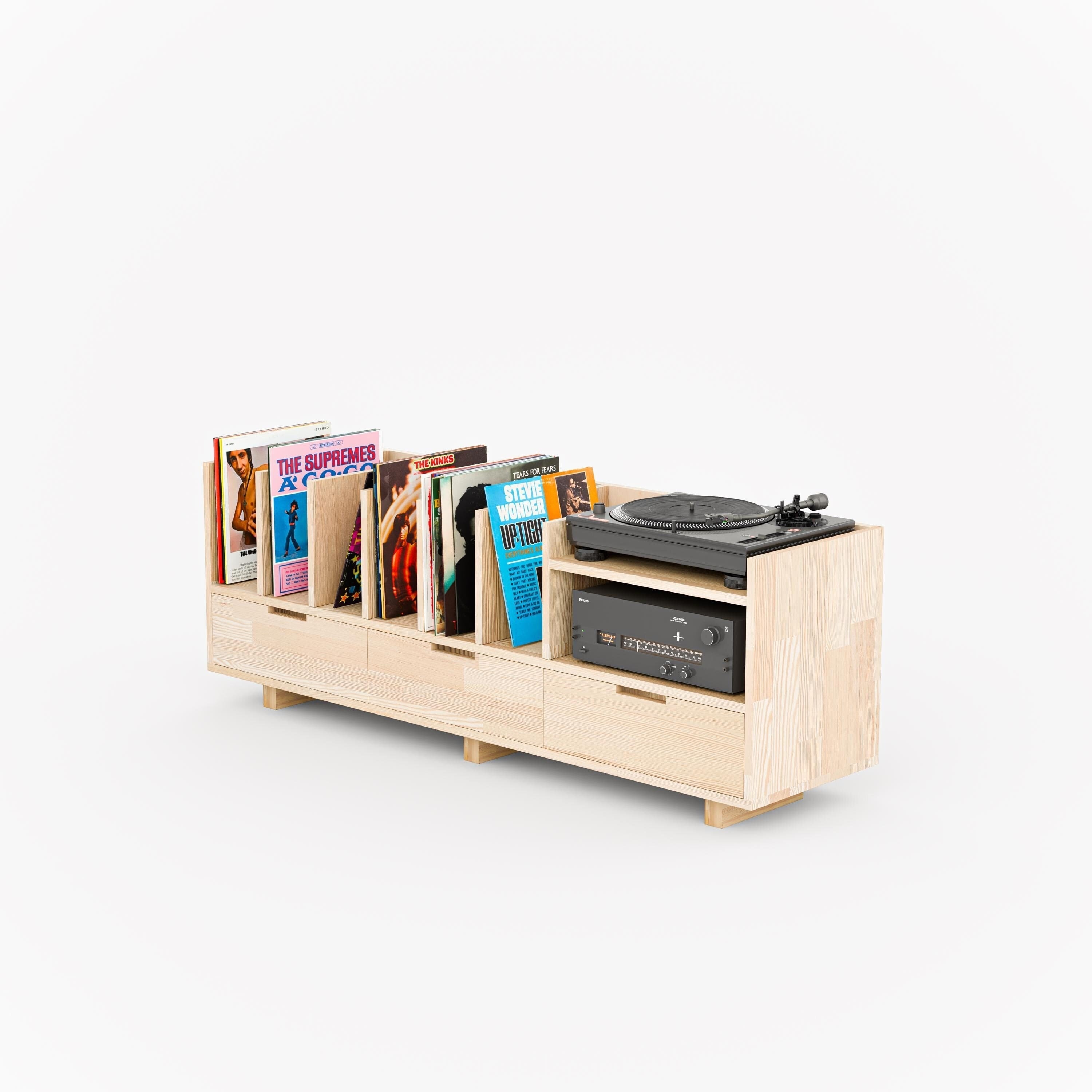 Vinyl Record Display Stand with Drawers