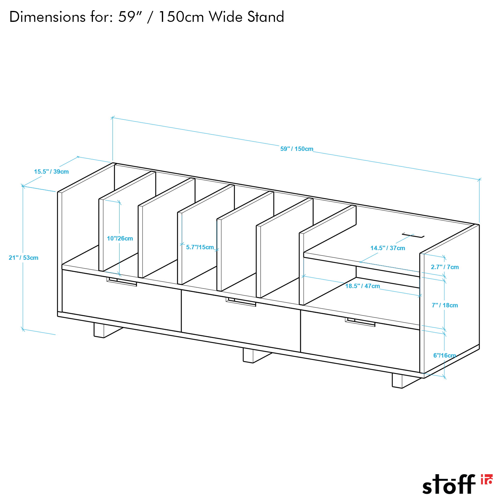 Vinyl Record Display Stand with Drawers