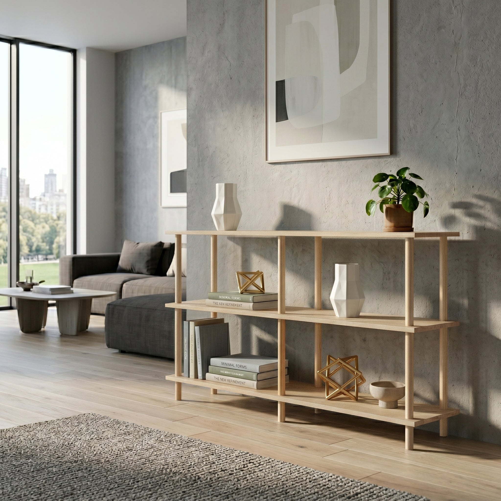 Solid Wood 3-Tier Shelving Unit
