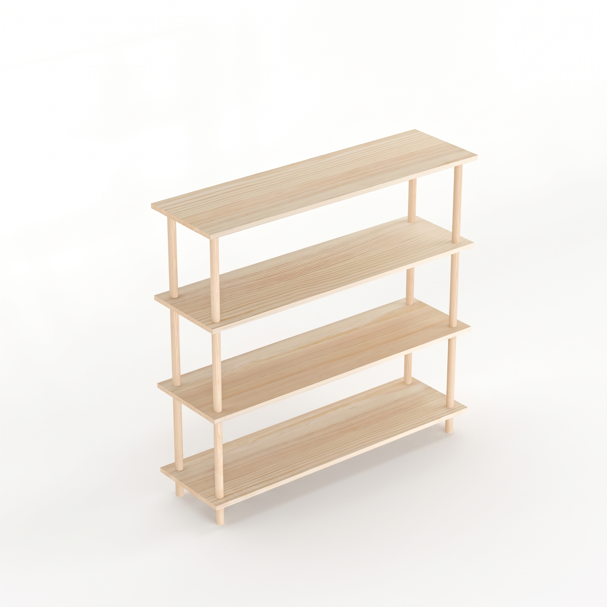 Solid Wood 4-Tier Shelving Unit