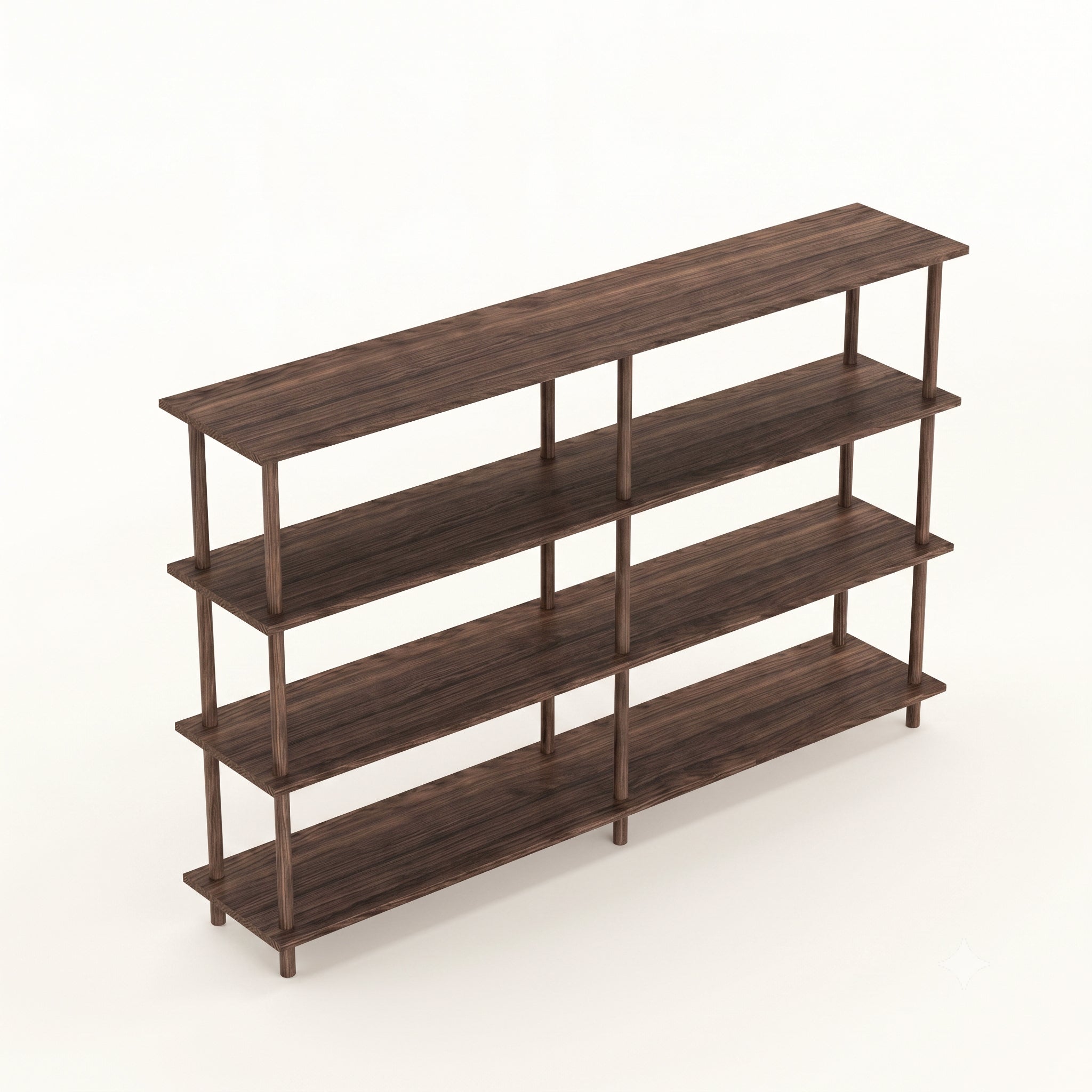 Solid Wood 4-Tier Shelving Unit