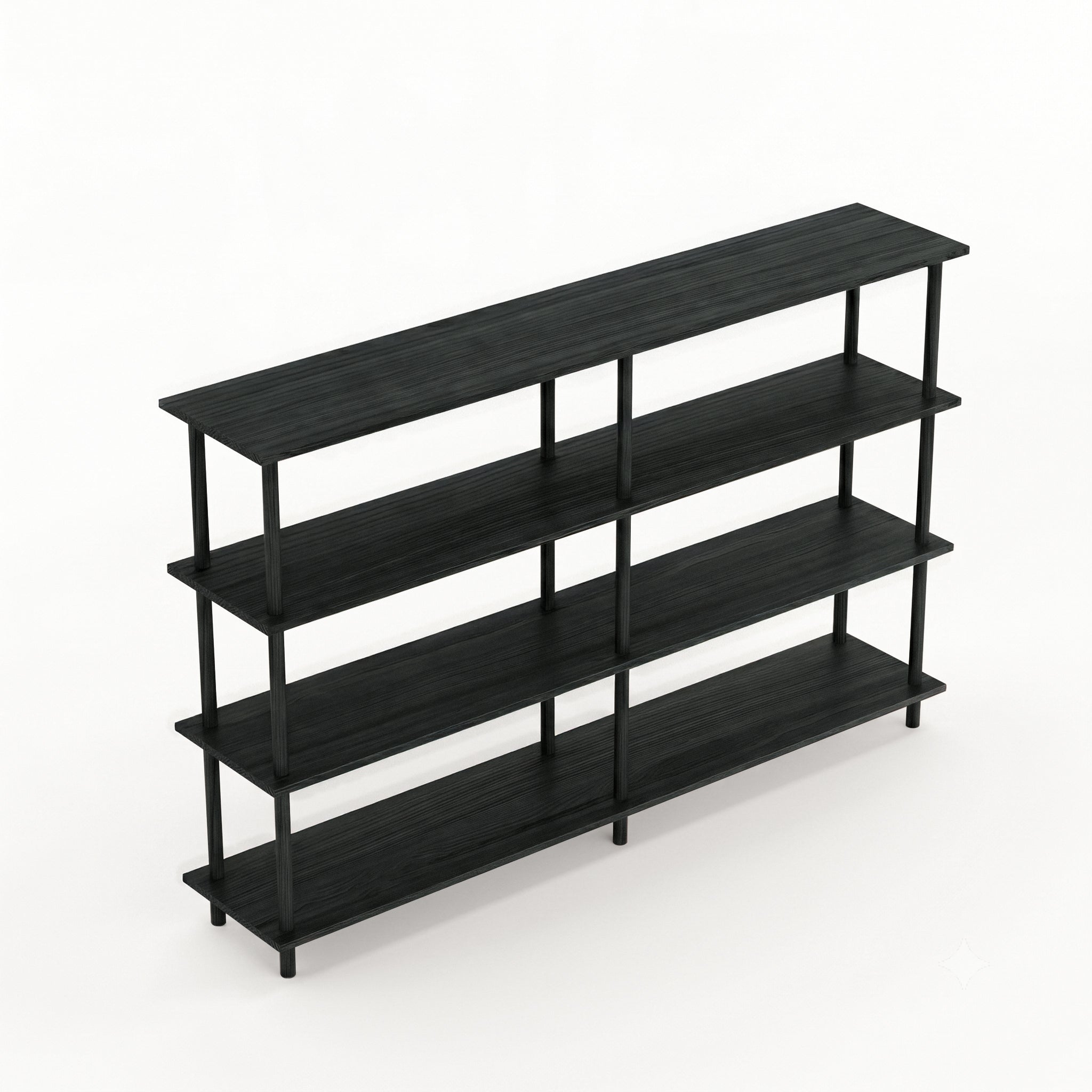 Solid Wood 4-Tier Shelving Unit