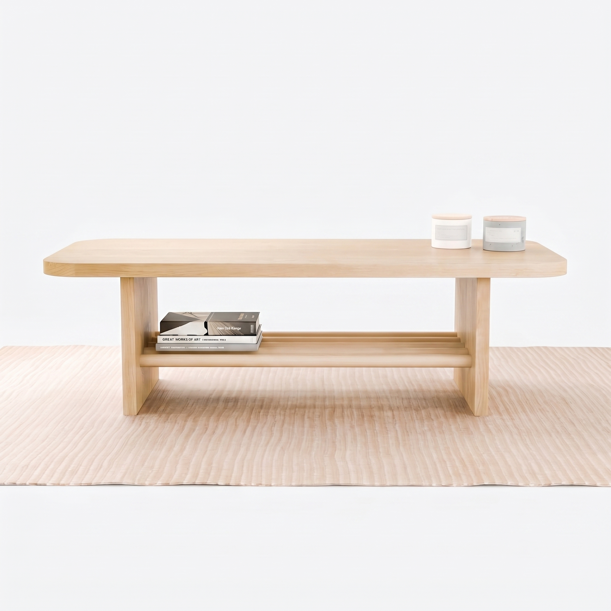 Solid Wood Coffee Table With Shelf