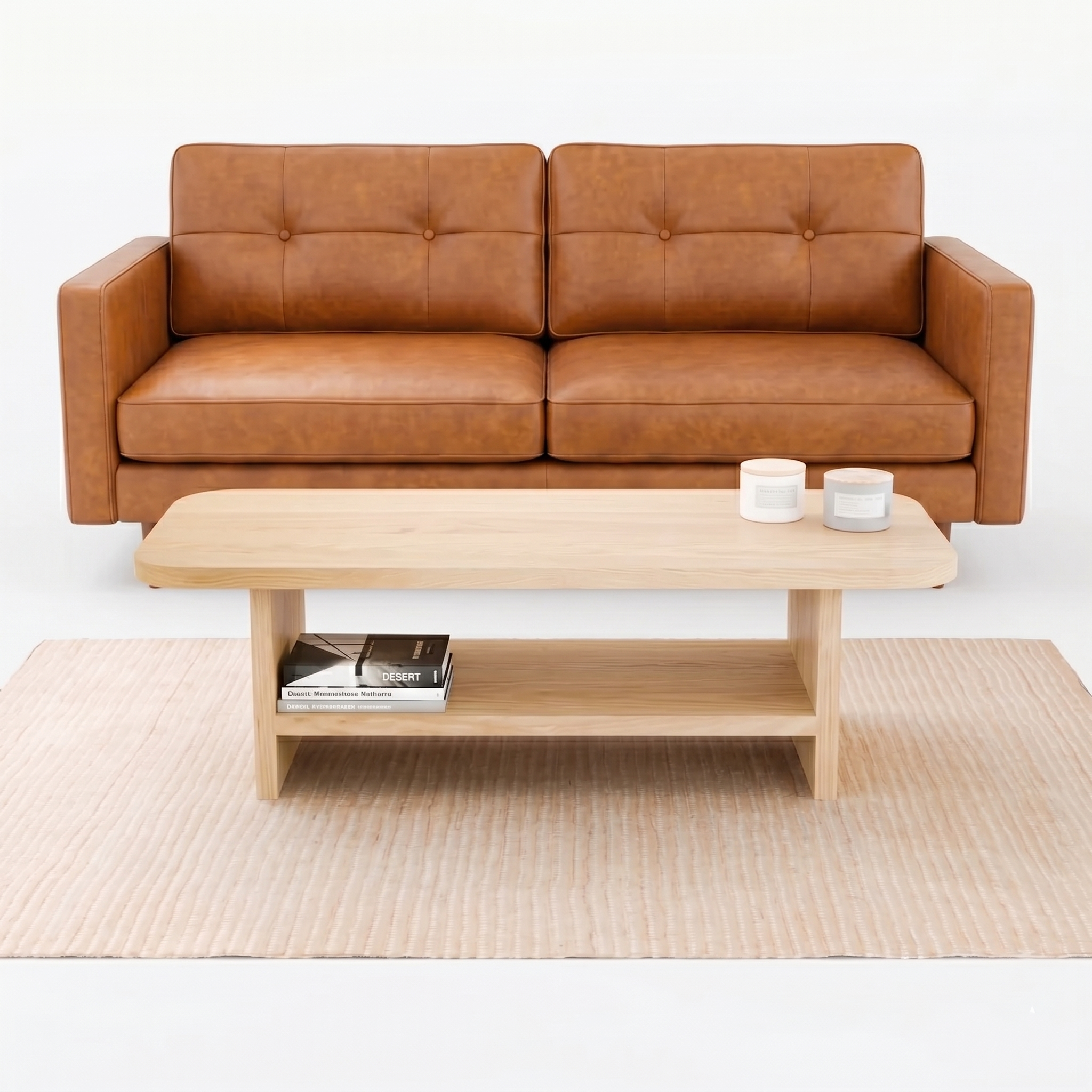 Solid Wood Coffee Table With Shelf