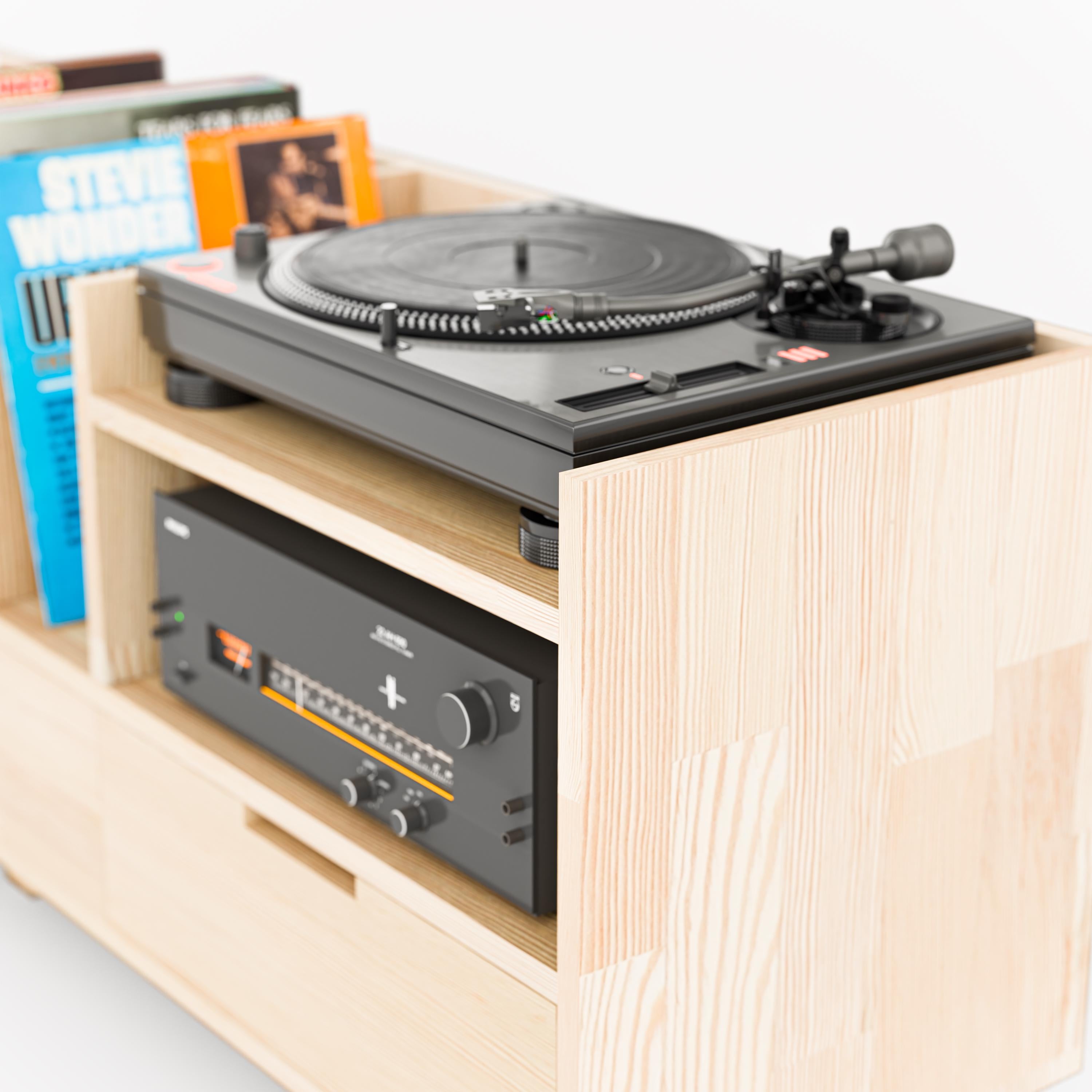 Vinyl Record Display Stand with Drawers